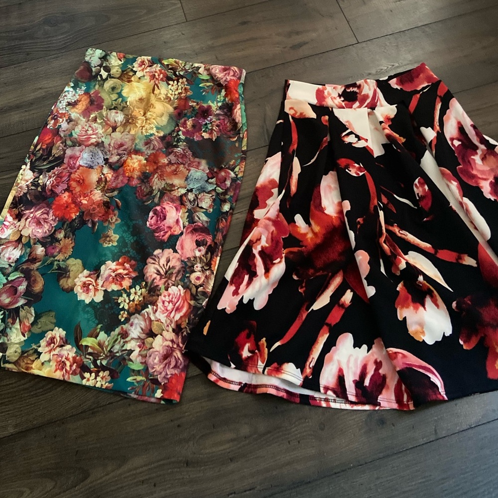NWOT Neoprene Floral Midi Skirts Bundles